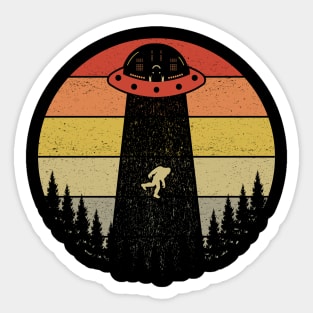 Bigfoot Ufo Abduction Sasquatch Retro Vintage Sticker